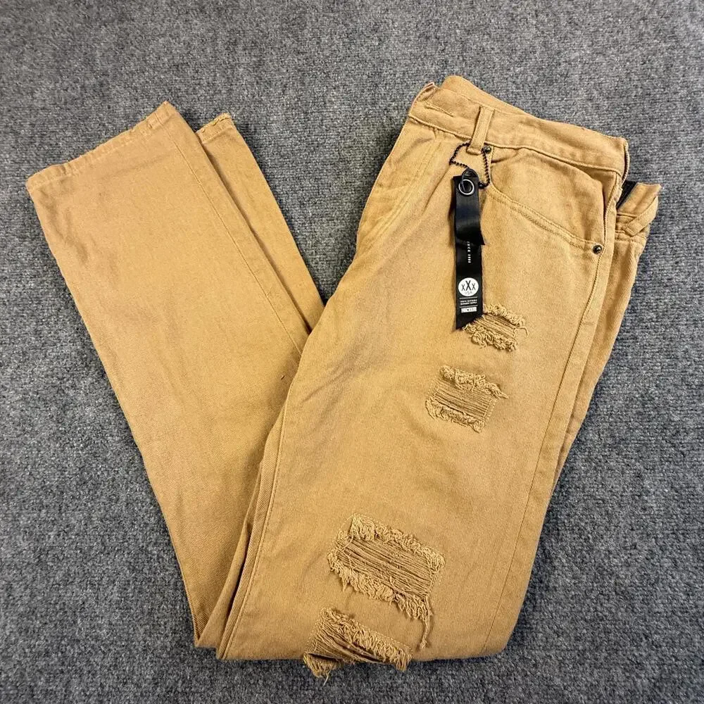 10 Deep Men's Distressed Tan Cotton Pants Size 36 NWT #1816